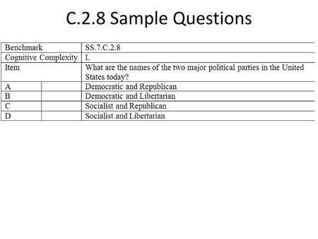 C.2.8 Sample Questions.