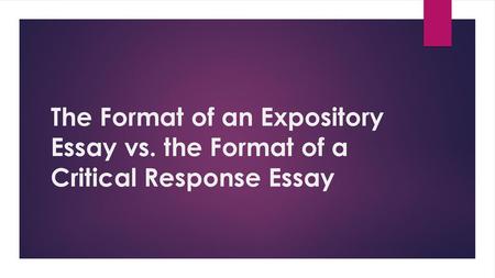 The Format of an Expository Essay vs