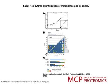 Label-free pyQms quantification of metabolites and peptides.