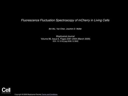 Fluorescence Fluctuation Spectroscopy of mCherry in Living Cells