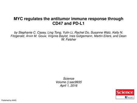 MYC regulates the antitumor immune response through CD47 and PD-L1