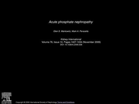 Acute phosphate nephropathy