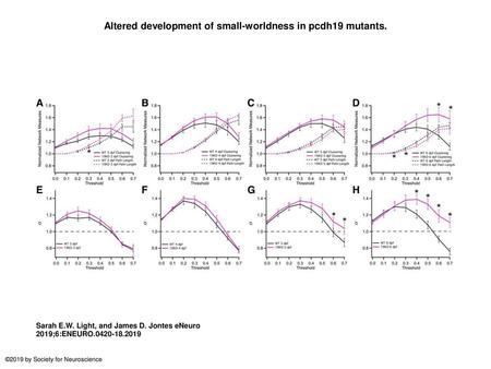 Altered development of small-worldness in pcdh19 mutants.