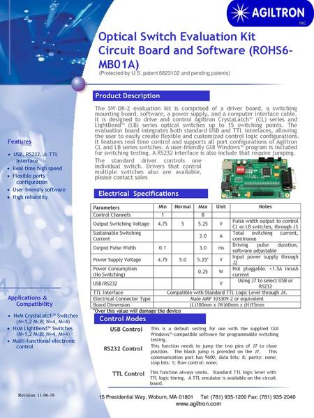 Optical Switch Evaluation Kit Circuit Board and Software (ROHS6-MB01A)