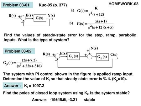 HOMEWORK-03 Problem 03-01 Kuo-95 (p. 377)