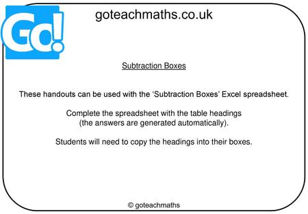 Complete the spreadsheet with the table headings