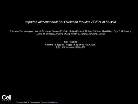 Impaired Mitochondrial Fat Oxidation Induces FGF21 in Muscle