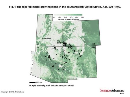 The rain-fed maize growing niche in the southwestern United States, A