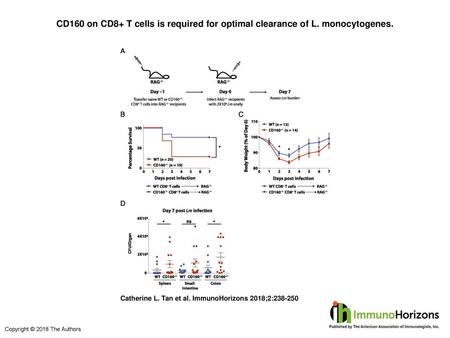 CD160 on CD8+ T cells is required for optimal clearance of L