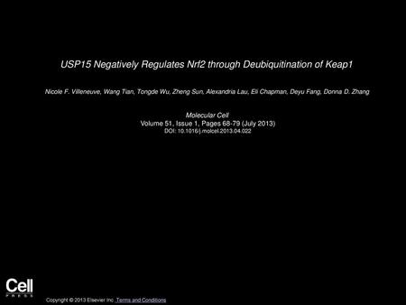 USP15 Negatively Regulates Nrf2 through Deubiquitination of Keap1