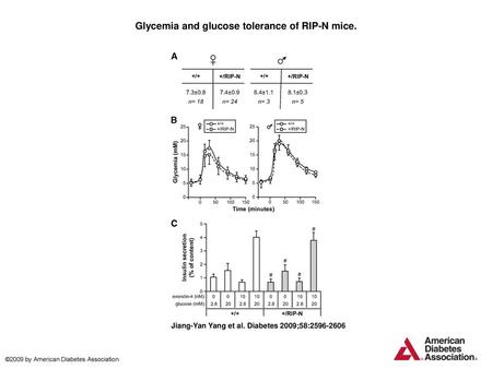 Glycemia and glucose tolerance of RIP-N mice.