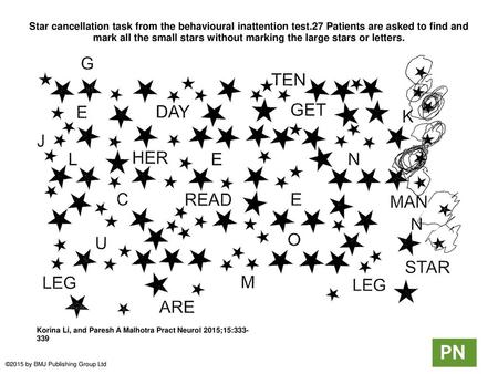 Star cancellation task from the behavioural inattention test