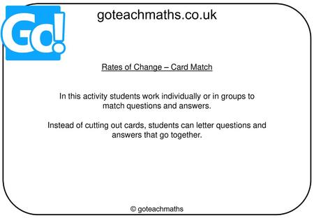 Rates of Change – Card Match